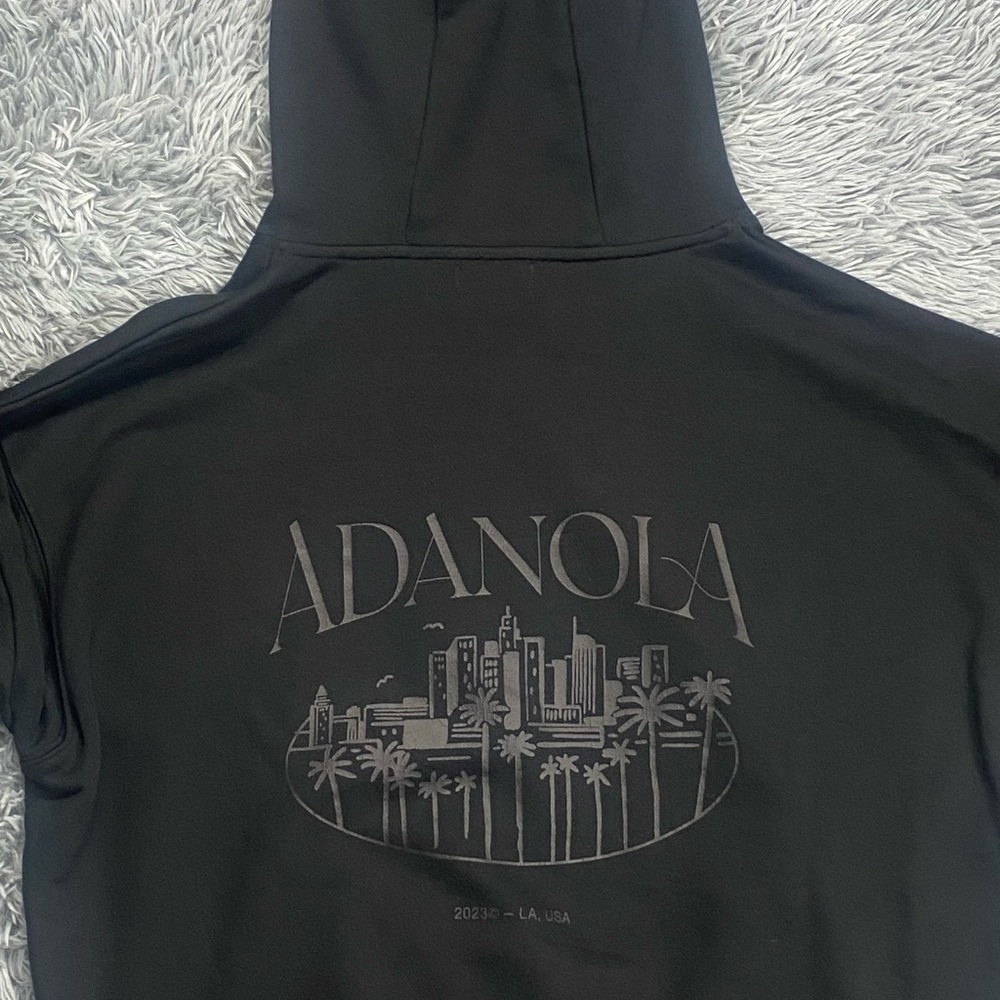 Adanola Oversized Black Hoodie Organic Cotton Womens Small Steph Shep Kangaroo